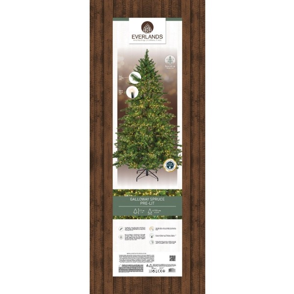 Everlands Galloway Spruce Pre-Lit Christmas Tree - 7ft