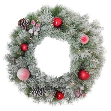 Connecticut Spruce Pre-Lit Wreath - 60cm