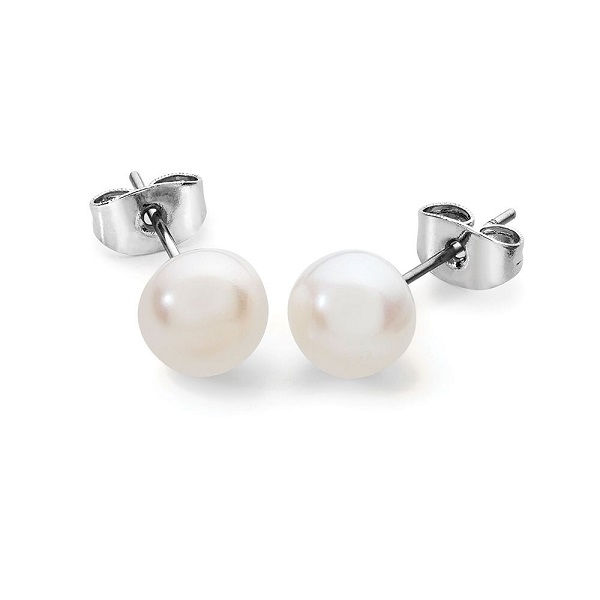 Silver Medium Pearl Studs 117792