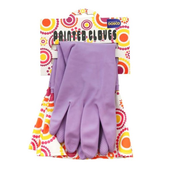 Dosco Flower Print Rubber Gloves On Clip Strip 551