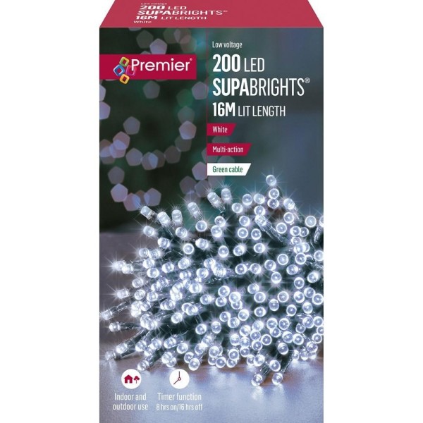 Premier 200 LED Multi-Action Supabrights with Timer White