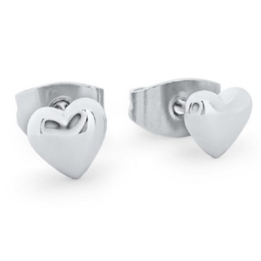 Heart Stud Earrings Silver 8mm 145801