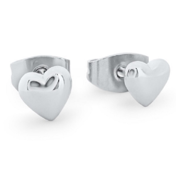 Heart Stud Earrings Silver 8mm 145801
