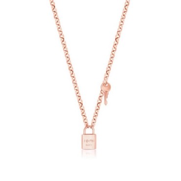 Romi Rose Gold Padlock & Key Circle Chain Pendant 148789