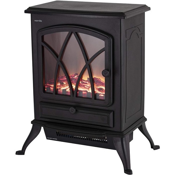 Warmlite Sterling 2kw Electric Freestanding Stove Heater Led Log Flame  Effect Black