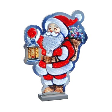 Festive 120cm Santa with Lantern Infinity Mirror Light