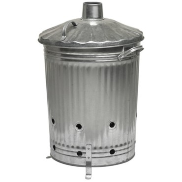 Ashtown Galvanised Steel Incinerator Bin with Chimney Lid