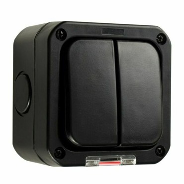 Ip66 Double Outdoor Switch Black 10a 2 Gang Led In