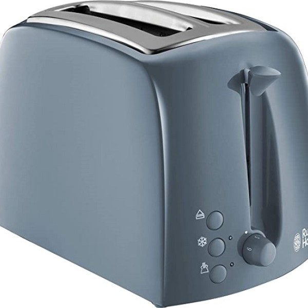 Russell Hobbs Textures Grey 2 Slice Toaster Wide Slots 21644