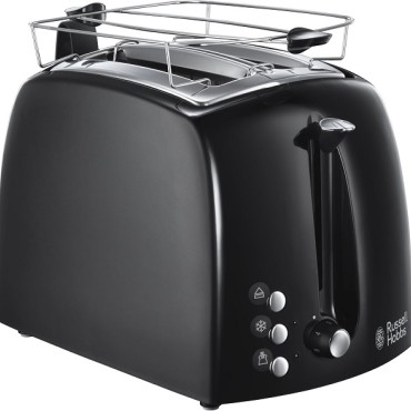 Russell Hobbs Black Textures Plus Toaster 2 Slice Wide Slots 22601