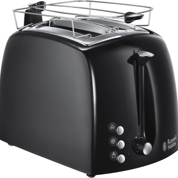 Russell Hobbs Black Textures Plus Toaster 2 Slice Wide Slots 22601
