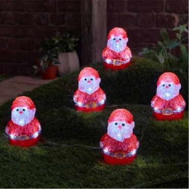 Inlit Ice Santas - Set Of 5