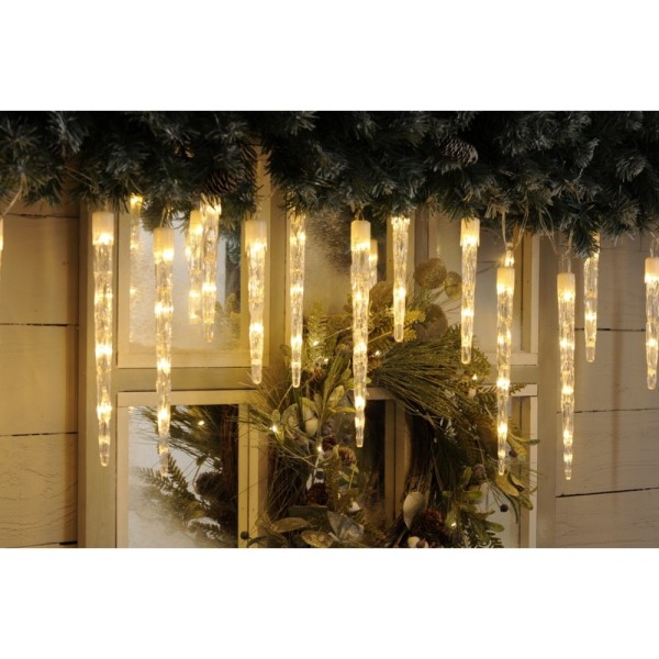 Festive 24 Colour Changing LED Icicle Lights White to Warm White