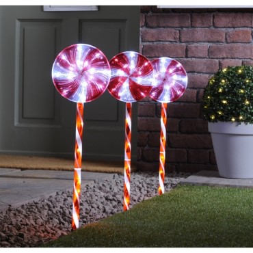 Festive LED Candy Pop Path Lights 60cm Set of 3