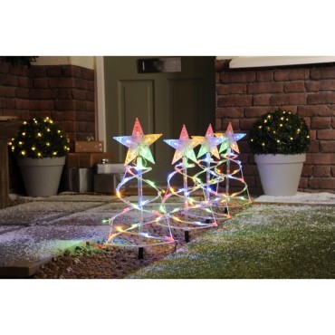 Festive LED Spiral Tree Pathfinder Stake Lights Multi-Coloured Set of 4