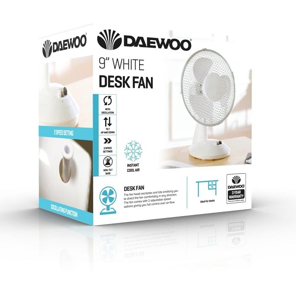 Fan Desk Daewoo 9 Oscillating 2 Speed