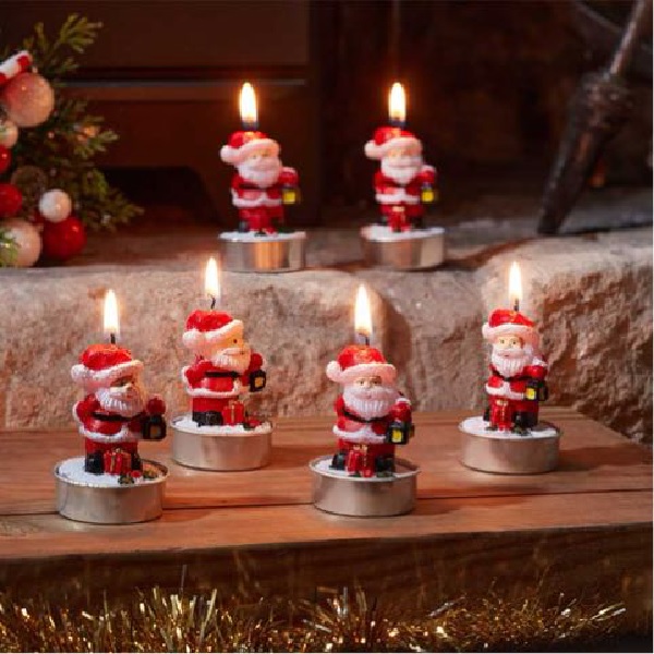 Santa Tealight Candles - Set Of 6