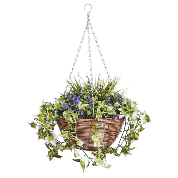 Faux Décor Lilac Bloom Hanging Regal Basket