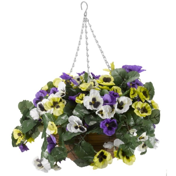 Faux Décor Pansy Pourri Hanging Regal Basket