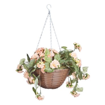 Faux Décor Begonia Blooms Hanging Regal Basket
