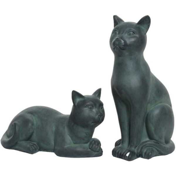 Decoris Polymagnesium Cat Garden Statues - Set of 2