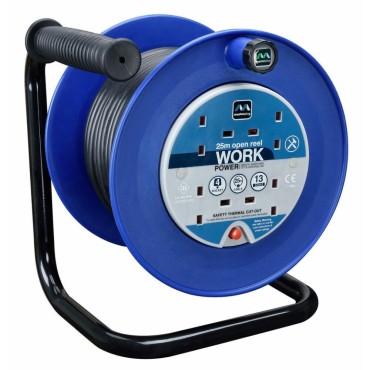 Luceco Masterplug 4-Socket Open Cable Reel - 25m