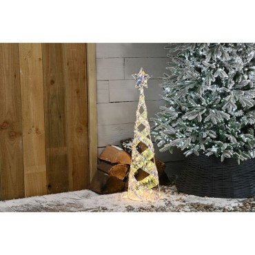 Festive Lit Star Shimmer Spiral Tree - 80cm