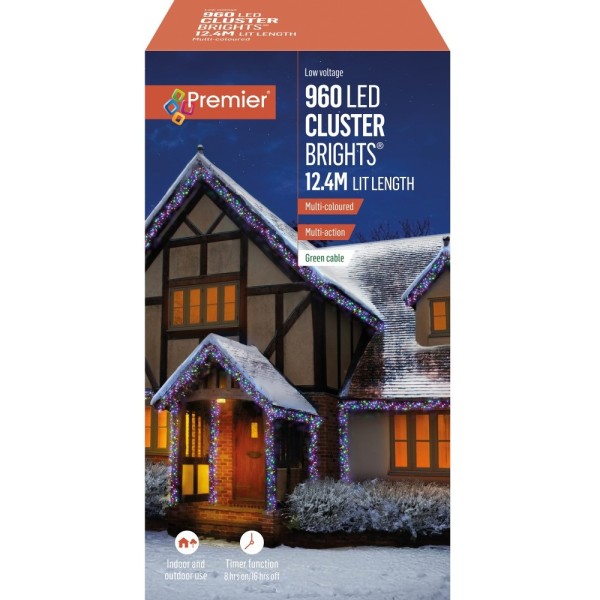 Premier 960 LED Multi-Action Clusterbrights with Timer Multi-Coloured