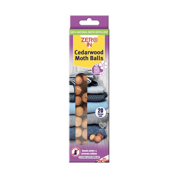 Zero In Cedarwood Moth Repellent Balls - 20 Pack