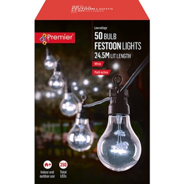 Premier 50 Non-Connectable Multi-Action Festoon String Lights White