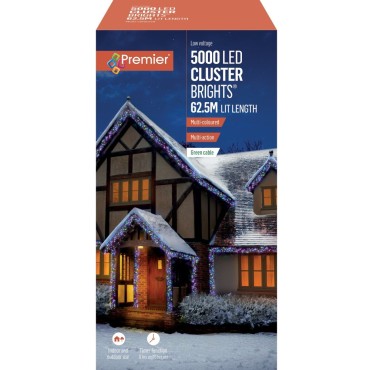 Premier 5,000 Multi-Action LED Cluster Lights Multi-Coloured