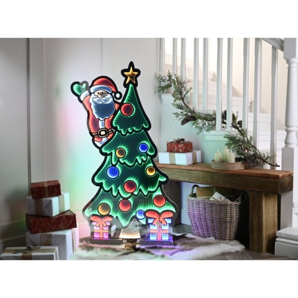 Festive Standing Waving Santa Infinity Light - 120cm