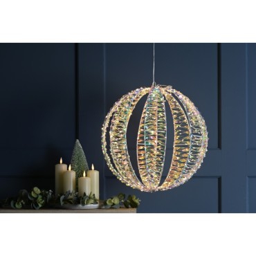 Festive LED Lit Iridescent Open Ball 40cm