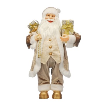 Festive Standing Cream and Gold Santa 120cm