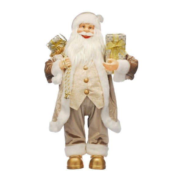 Festive Standing Cream and Gold Santa 120cm