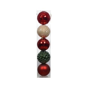 Decoris Assorted Shatterproof Christmas Bauble Column - 5 Pack