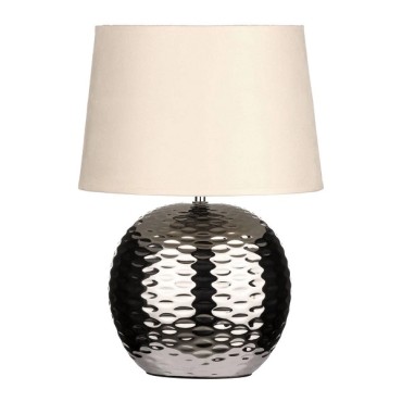 Lamp Table Dimple Chrome Effect Beige Shade