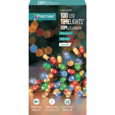 Premier 100 LED Battery Operated Multi Coloured TimeLights