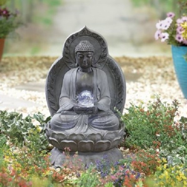 Meditating Buddha Water Feature Inc Leds Wigig