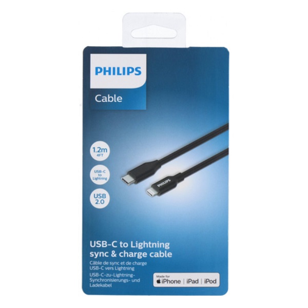 Philips Usb C To Lightning Cable 1.2m Dlc3104l