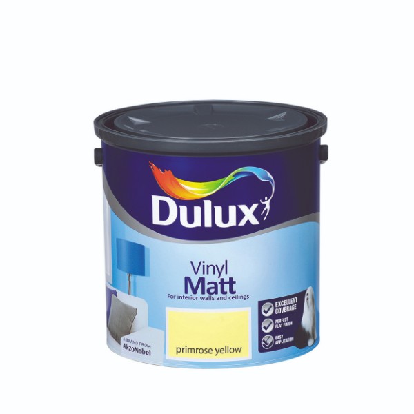 Dulux Vinyl Matt Primrose Yellow 2.5l 5084471 Matt