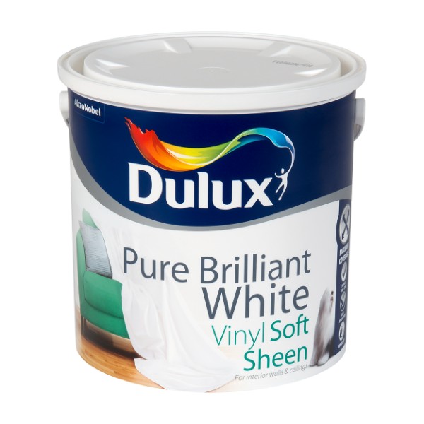 Dulux Vinyl Soft Sheen Pure Brilliant White 2.5l 5084165 Sheen