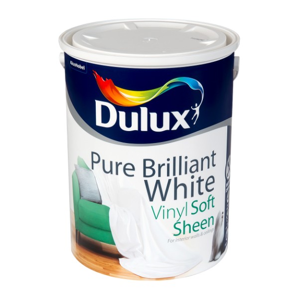 Dulux Vinyl Soft Sheen Pure Brilliant White 5l 5084166 Sheen