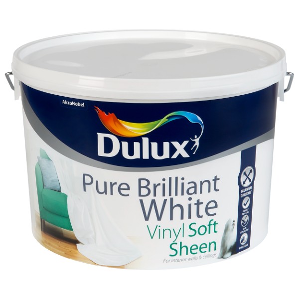 Dulux Vinyl Soft Sheen Pure Brilliant White 10l 5084167 Sheen