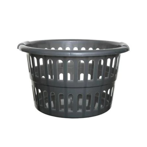 Round Open Laundry Basket - Silver