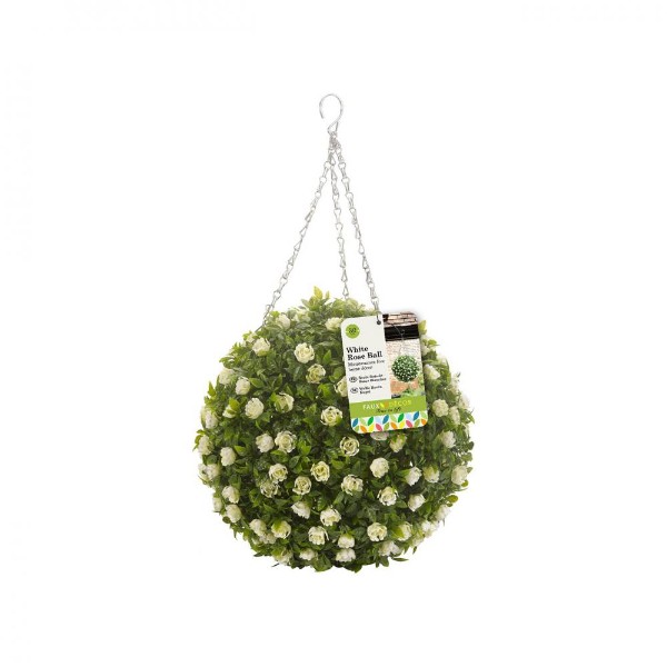 Topiary White Rose Ball - 30cm