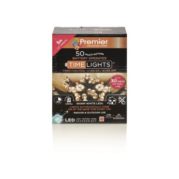 Premier 50 LED Battery Operated Warm White TimeLights