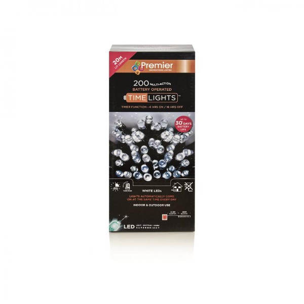 Premier 200 LED Battery Operated White TimeLights