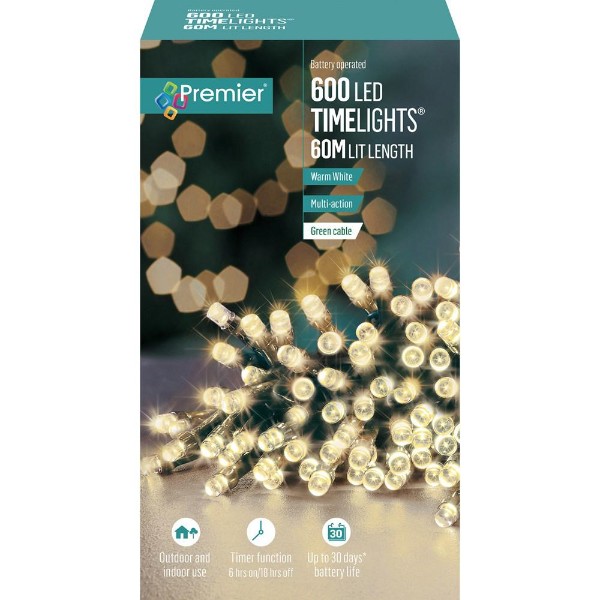 Premier 600 LED Battery Operated Warm White TimeLights