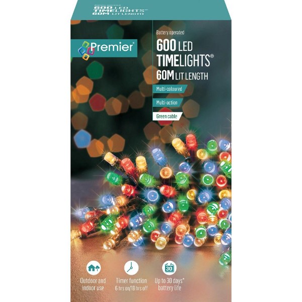 Premier 600 LED Battery Operated Multi Coloured TimeLights